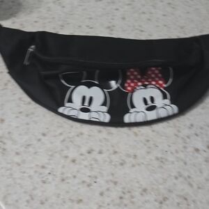 Disney Black Fanny Pack with Mickey and Minnie Design